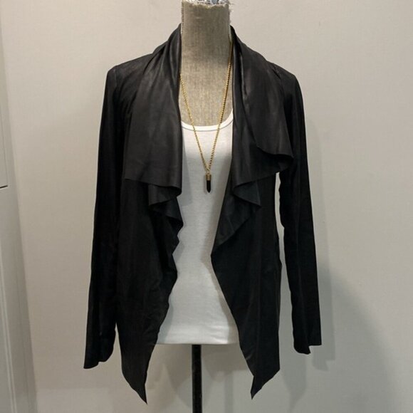 MACKAGE Noelia Leather Waterfall Jacket XXS Lambskin Coat Wrap Style Black - Picture 11 of 16
